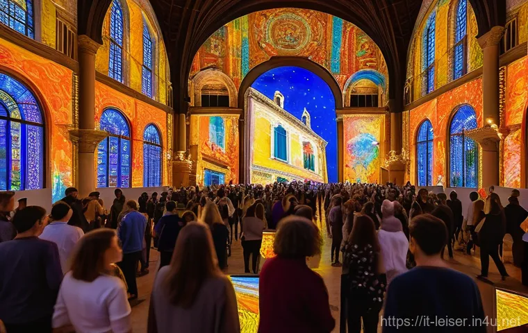 레저산업 실무에서의 기술 업그레이드 - Immersive Digital Art Experience in an Italian Historic Building**
A vibrant, wide-angle shot of vi...