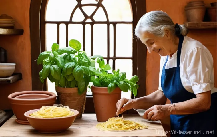 레저산업기사와 관련된 유망 산업군 - **Prompt:** A warm and inviting scene inside a traditional Italian agriturismo kitchen. An elderly I...